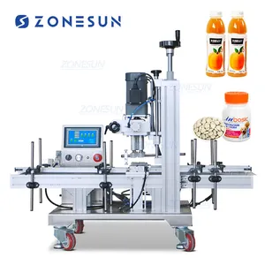 Zonesun ZS-XG1870M Desktop Plastic Spuitflessen Capping Machine Voor Energiedrankjes Bodylotion Caps Schroefmachine