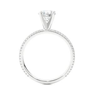 Bague solitaire ronde avec accents de diamants pour femmes - Product Image 3
