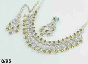 Nuevo diseño de flores Ad sin cortar plateado tradicional y de moda perla y Kundan tachonado gargantilla collar conjunto joyería conjunto Niña - Product Image 3