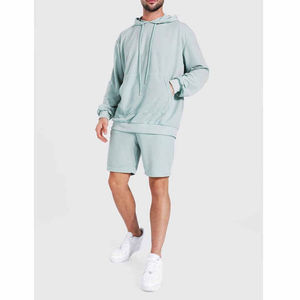 ชุดวอร์มขาสั้นมีฮู้ดสำหรับผู้ชายกางเกงขาสั้นใส่วิ่งจ๊อกกิ้งใส่โลโก้ได้ตามต้องการ - Product Image 3