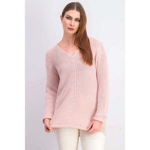 Maglione da Donna Charter Club in Cotone Premium Testurizzato con Scollo a V, Rosa, Taglia Extra Large, per Autunno Inverno, Casual, Lavorazione a Trecce sul Davanti - Product Image 1