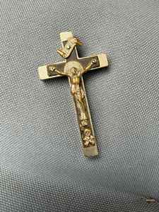 Crucifix religieux chrétien en laiton et bois artisanal, décoration murale pour l'autel de l'église, la maison - Product Image 4