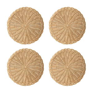 High Quality Rattan <b>Placemats</b> Round Natural Color Woven Rattan <b>Placemat</b> Double Sided Reversible <b>Placemat</b> & coaster - Product Image 5