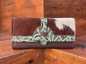 จริง Cowhide ขนสัตว์หนังแกะสลักผู้หญิงกระเป๋าสตางค์สไตล์เคสโทรศัพท์ใหม่มาถึงขายร้อน Western นูนพิมพ์หนังกระเป๋าสตางค์ - Product Image 2