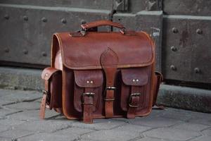 Bandolera de cuero genuino estilo moda vintage con patrón de caramelo para alforjas de motocicleta sillín marrón - Product Image 4