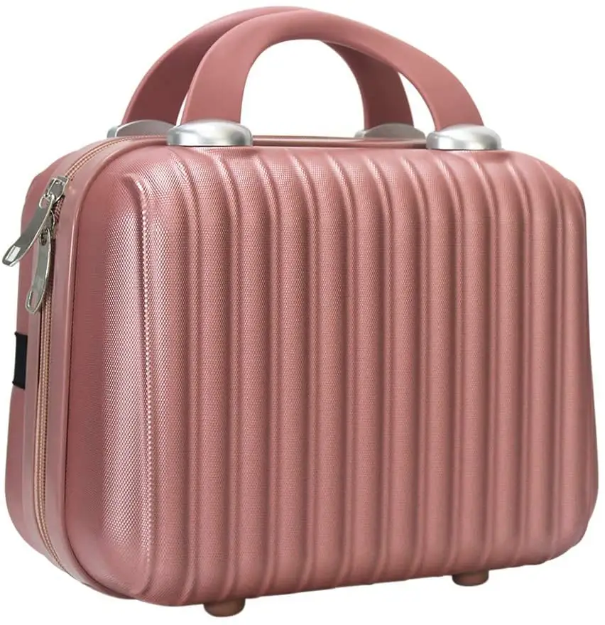 Custom 14 pollici donna ragazze oro rosa piccola borsa per il trucco portatile custodia da viaggio custodia rigida per cosmetici borsa per il trasporto della valigia