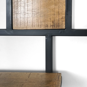 Étagère ronde industrielle en métal et bois - Product Image 2