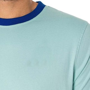Vente en gros de T-shirt 100% coton du fabricant T-shirt à manches courtes et col en O contrasté T-shirt de sonnerie pour vêtements pour hommes grande taille d'été - Product Image 4