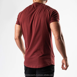 T-shirt de Sport à manches courtes pour hommes, de haute qualité, taille Plus, Gym, Fitness, col rond, en coton, vente en gros - Product Image 2