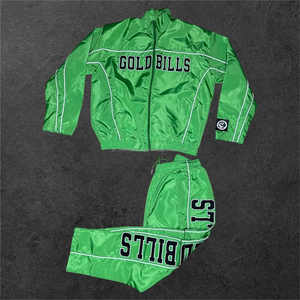 Cortavientos de alta calidad con cremallera pantalones acampanados Jogger y chaqueta de chándal conjunto de dos piezas chándal de nailon para hombre para Unisex - Product Image 4