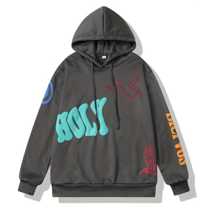 Fabricantes de ropa, Sudadera con capucha de lavado ácido con estampado de hojaldre personalizado, sudadera térmica de algodón de peso pesado de alta calidad para hombres, ropa informal - Product Image 6