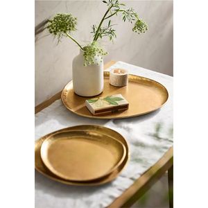 Plateau à bibelots texturé finition or moderne - Plateau de vanité à bord festonné perlé pour bijoux, parfum et maquillage, organisateur de table - Product Image 6