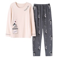 Pyjama décontracté et élégant en coton de haute qualité pour femme, motif tricoté imprimé, printemps, automne, été, devant