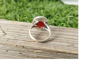 แหวนพลอยโอนิกซ์สีแดงทำด้วยมือแหวน925สเตอร์ลิงเงินสไตล์ Boho เครื่องประดับผู้หญิงหรูหราขายส่ง - Product Image 4