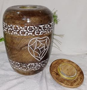 10.5" Handmade Mangowood Urns Memorial Wooden <b>Keepsake</b> Adult <b>Ashes</b> Funeral Urns with Lid and Design Urn <b>for</b> Human & Pet <b>Ashes</b> - Product Image 3