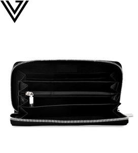 Cartera de cuero hecha a mano con estilo moderno para mujer, diseño largo elegante delgado con cremallera, diseño de bloqueo RFID, patrón de piedra - Product Image 4