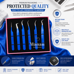 Ensemble de pinces à cils professionnelles, kit d'extension de cils de précision, acier inoxydable, poignée ergonomique, outils à pointe ultra fine - Product Image 2