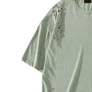 Camiseta Resistente 100% Algodón con Efecto Desgastado para Hombre, Corte Holgado, Estampado con Salpicaduras de Pintura, Ecológica, Personalizada - Product Image 3