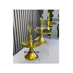 Lot de 3 présentoirs à gâteaux en aluminium Design unique Présentoir à gâteaux couleur or pour fournisseur en gros - Product Image 2