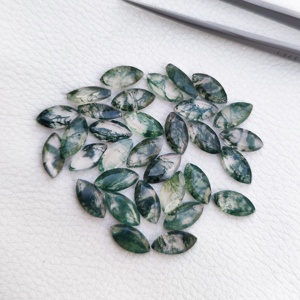 2023 nuevo diseño ágata acuática ágata de musgo Natural 7x14mm Marquesa plana facetada piedras preciosas sueltas para joyería fina - Product Image 1