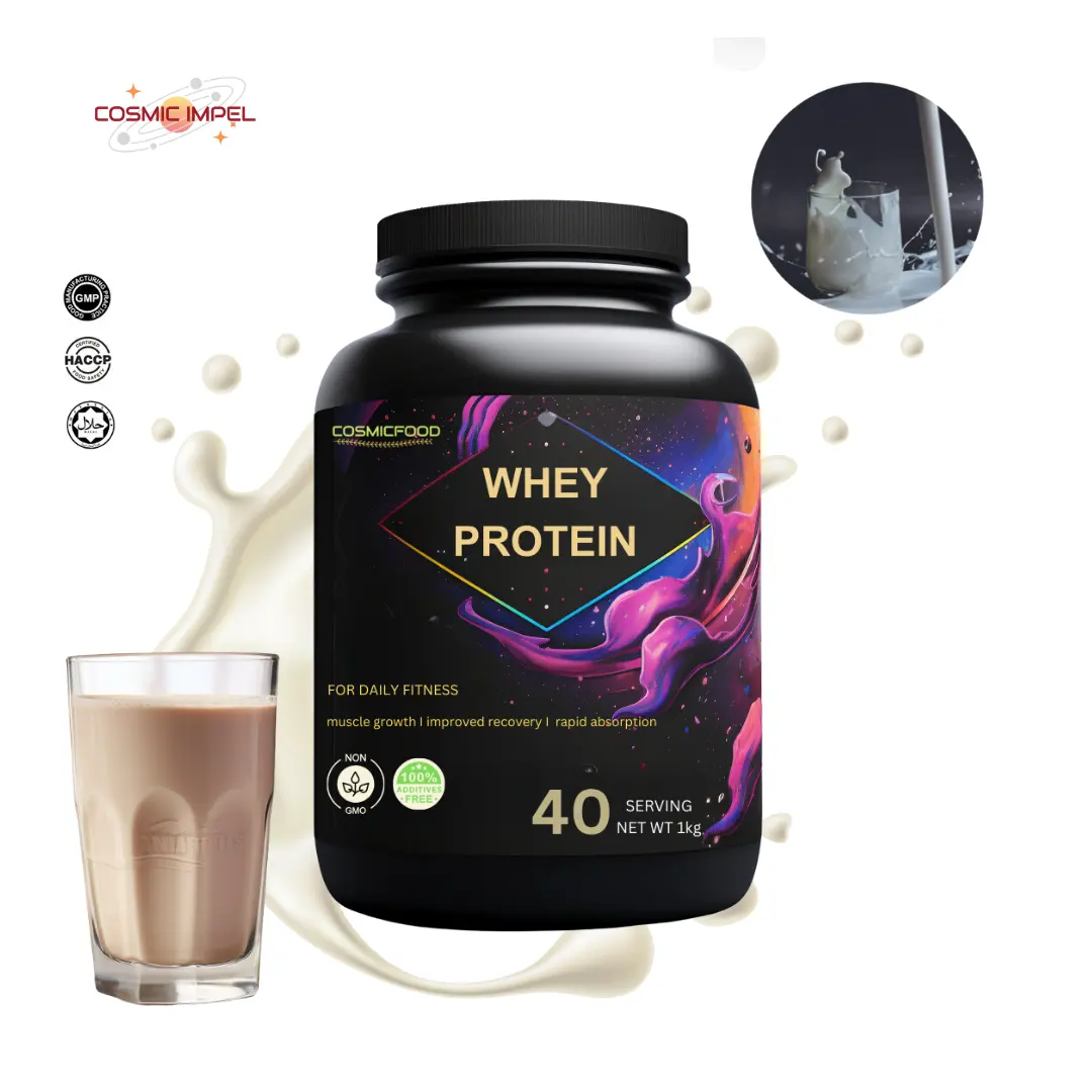 إنتاج ماليزي OEM وشعار مخصص لتحسين قوة العضلات للبالغين مسحوق بروتين مصل الحليب مستخلص مسحوق بروتين مصل الحليب GM