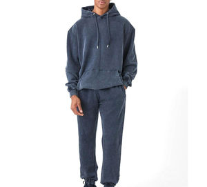 Survêtement à capuche pour homme de qualité supérieure, délavé à l'acide, pour sports d'hiver, jogging, matière respirante, taille XL, service OEM, technique strass, uni - Product Image 1