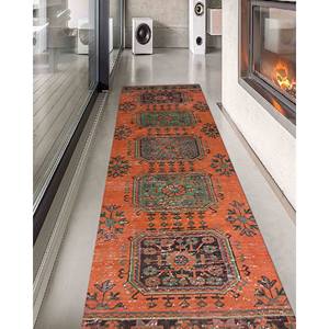 พรมทางเดินสีส้มสไตล์ตุรกี: พรมทางเข้าแบบโอเรียนเต็ลหลากสีสัน พรมพิมพ์ลาย พรมขนนุ่ม - Product Image 3