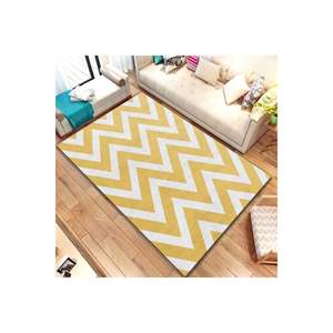 Alfombra de poliéster con motivo de zigzag amarillo clásico, rompecabezas rectangular impreso Digital, patrón de pasillo para sala de estar adolescente, uso en la entrada - Product Image 1