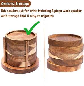 Premium Quality Wooden <b>Coaster</b> Set Indian Exporters Durable Tabletop Mats and Pads Protecting Surfaces from <b>Heat</b> and Liquid - Product Image 2