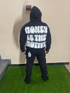 Chándal con logotipo personalizado de alta calidad, 100% algodón, Jersey pesado, Sudadera con capucha y pantalones de chándal, conjunto de chándales estampados en blanco para hombre - Product Image 4