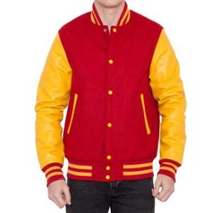 Chaqueta universitaria de cuero auténtico con letras de lana personalizada para hombre, chaqueta negra con logotipos bordados de colores personalizados, chaqueta universitaria - Product Image 2