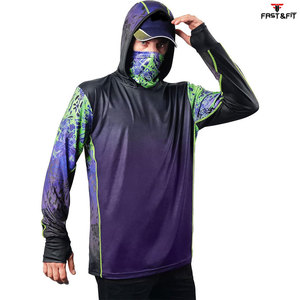 100% polyester pêche à capuche extérieur sublimé pêche à capuche séchage rapide respirant à manches longues sweats à capuche - Product Image 2