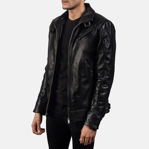 Chaqueta de Motociclista de Cuero con Ribete de Piel de Oveja Negra Personalizada, Elegante y de Primera Calidad, Unisex, Talla Grande, Impermeable, Transpirable, con Cierre de Cremallera, Diseño de Invierno - Product Image 2
