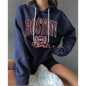 Sudaderas con capucha informales de diseño para mujer, sudaderas con capucha de invierno con logotipo personalizado, Jersey holgado grueso, Sudadera con capucha en relieve Premium 3D Lisa Unisex - Product Image 1