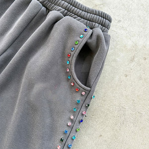 Venta al por mayor de fábrica, nuevos pantalones de moda de alta calidad con diamantes de imitación para hombres, sueltos, rectos, ligeros, ecológicos, informales - Product Image 3