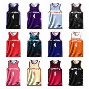 Ensemble de maillots de basket-ball unisexe réversibles uniformes personnalisés respirants à séchage rapide grande taille Option haut pour adultes sans manches 100% - Product Image 3