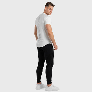 La mejor oferta, camiseta en blanco de manga corta de Color sólido para hombre, camisetas de entrenamiento de gimnasio, camiseta de secado rápido para correr, nueva moda - Product Image 3