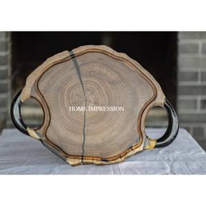 Plateau de rangement rectangulaire en bois classique noir élégant, de qualité alimentaire, à un seul niveau, avec poignée, pour la maison, la cuisine, le thé, les couverts, les fruits - Product Image 1