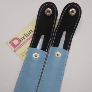 Pinzas profesionales para cejas de acero inoxidable Dorlon, certificado CE ISO, respetuoso con el medio ambiente, alta calidad, azul hielo, recubierto de Color inclinado - Product Image 1