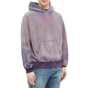 Plus haute qualité kangourou poche Logo imprimé sweats à capuche saison d'hiver à capuche Vintage pierre lavé français Terry sweats à capuche pour hommes - Product Image 4