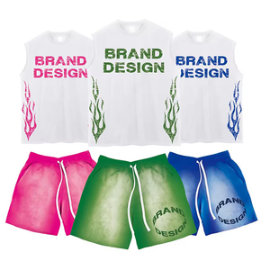 2025 personnalisable mode hommes couleur unie 2 pièces ensemble de shorts hommes respirant hommes T-shirts et shorts ensembles en gros - Product Image 3