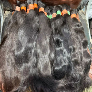 Extensiones de cabello indio Virgen sin procesar de alta calidad, venta al por mayor, extensiones de cabello ondulado Natural liso sin procesar, suave, duradero, proveedor a granel - Product Image 1