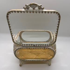 Attractive Product Clear Glass Metal Brass Border Beveled Glass <b>Box</b> <b>For</b> <b>Wedding</b> Jewelry Makeup Accessories Storage <b>Box</b> Low Price - Product Image 4