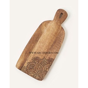 Bamboo Wood <b>Table</b> <b>Top</b> Chopping Boards With Leaf Designing Gold Color Brass Handmade Best Quality Kitchen Ware Chopping Boards - Product Image 2