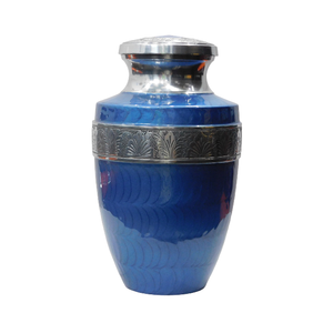 Urnes funéraires modernes en aluminium pour adultes avec belle finition en étain et émail noir ivoire pour funérailles et stockage des cendres - Product Image 5