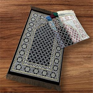 Tapis de prière rectangulaire en velours de polyester antidérapant avec dos en polypropylène, 520g, 70x110cm, fabriqué à la machine, frangé, conteneur compressé - Product Image 3
