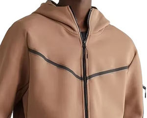 Survêtement d'hiver pour homme en molleton de coton imprimé uni, personnalisable, avec fermeture éclair intégrale, respirant, manches avec poche, grande taille, léger - Product Image 5