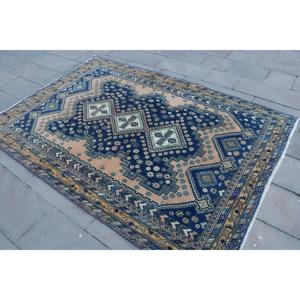 Alfombra de 5.2x7.7 pies, Alfombra Vintage Grande, Alfombra con Rayas Azules - Product Image 2