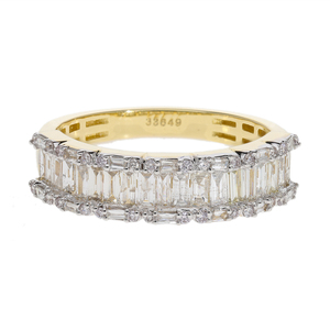 14K Gold Brilliant Cut Natural Diamond Classic Eternity Band Luxury Full <b>Circle</b> Rhodium Plated Wedding Anniversary <b>Ring</b> - Product Image 1