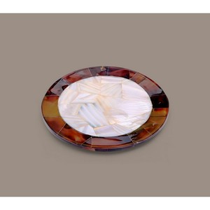 Sous-verres incrustés en laiton et marbre blanc Travail aléatoire Plaque incrustée de marbre Sous-verres à motif de marbre Sous-verres absorbants en pierre - Product Image 2
